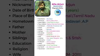 🎬 Allu Arjun (South Actor) Biography: #shorts #short #youtube #viral #biography #ytshorts #alluarjun
