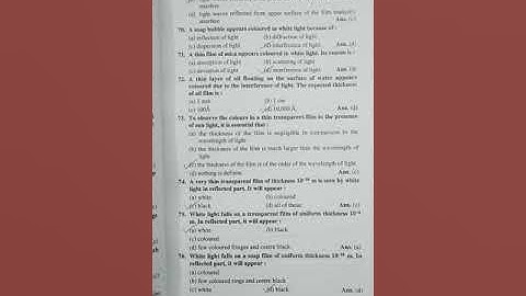 B.Sc second year Objective Questions Physics Paper one physical optics and Lasers part - 3