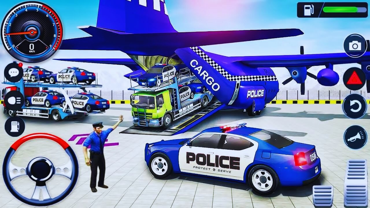 US Police Car Transport Trucks Driving - Car Transporter Trailer Driver Simulator - Android GamePlay