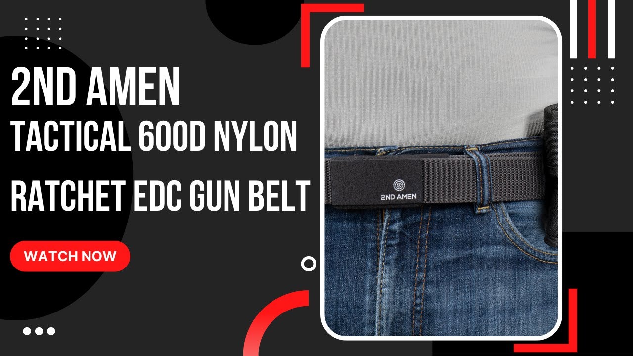 2nd Amen Heavy 600D Duty Ratchet Gun Belt 1.3" Adjustable EDC Belt with Metal Buckle Military - Grey