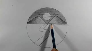 Circle drawing - easy circle drawing - easy circle scenery - easy scenery drawing - easy drawing