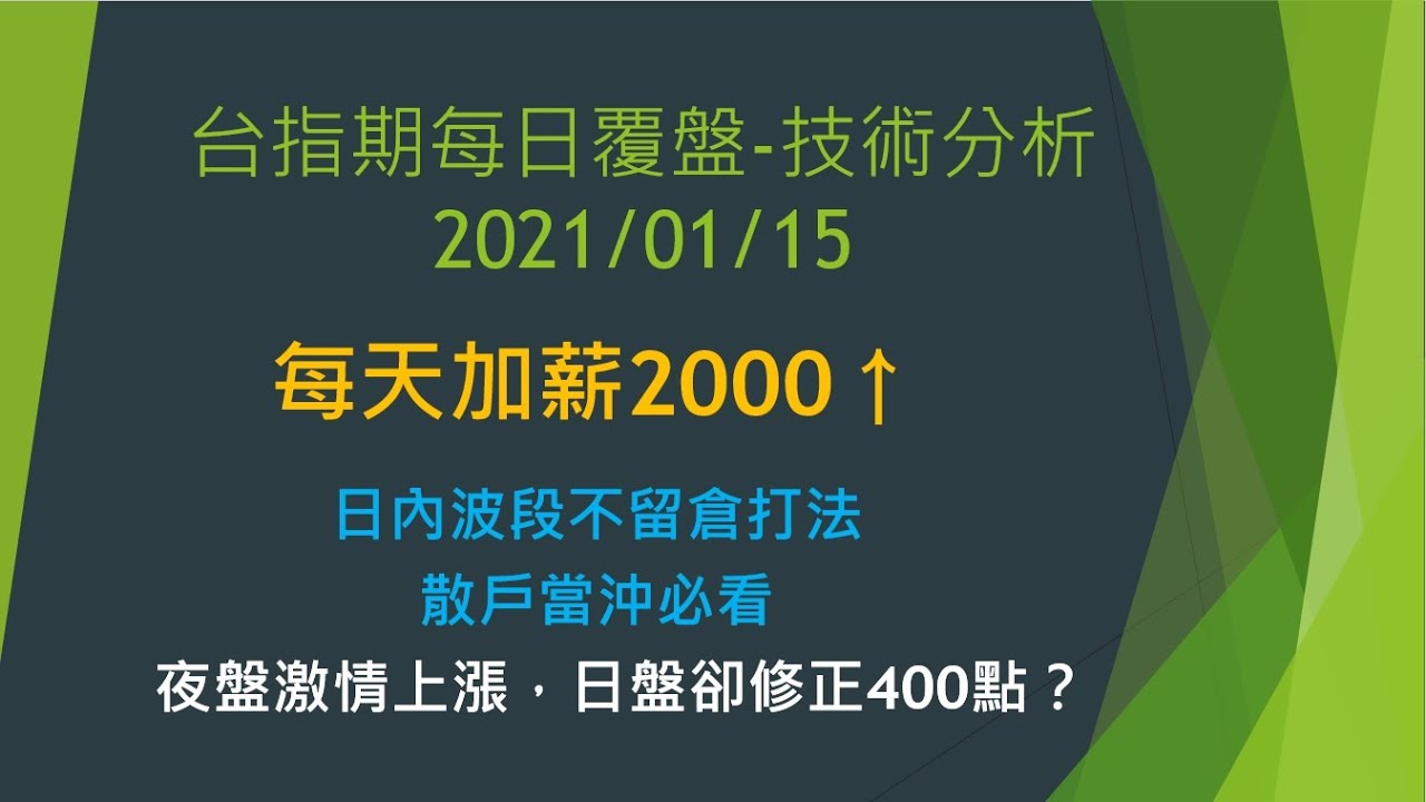 台指期覆盤 技術分析2021 01 15 每天加薪2000 投資研究室
