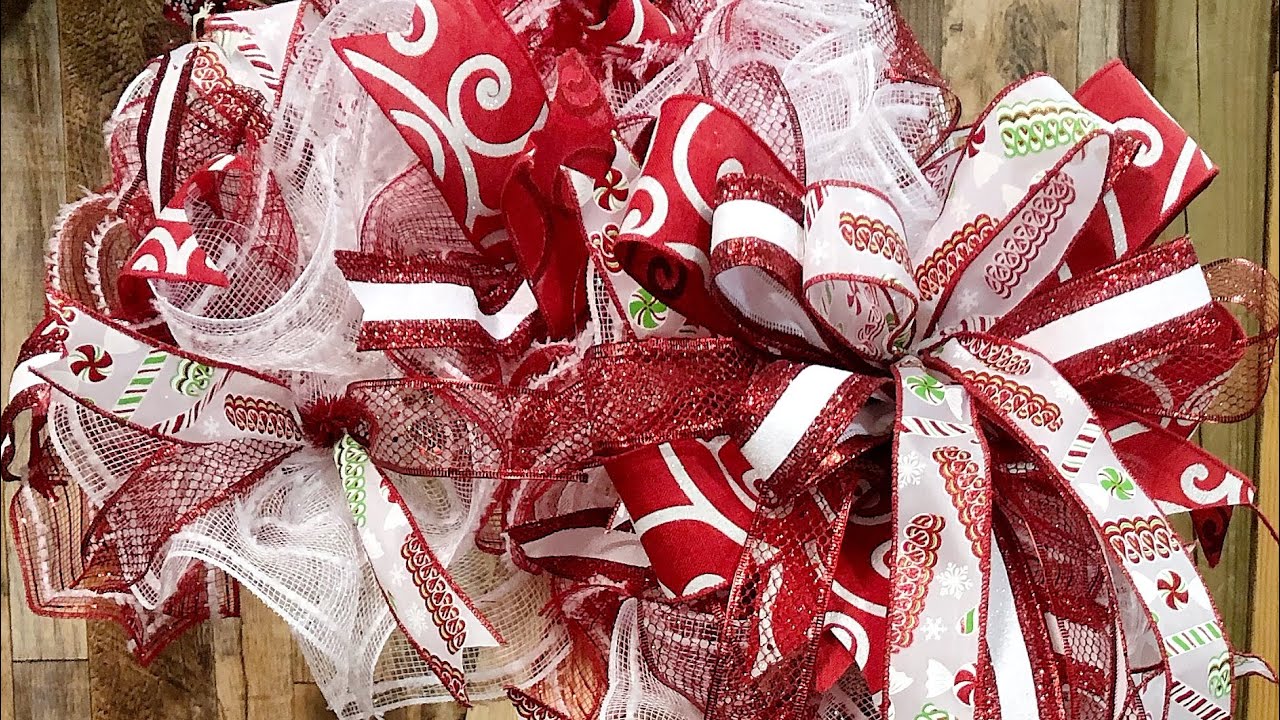 Rouffle Candy How to make a 10in ruffle candy cane wreath - YouTube