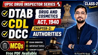 UPSC Drug Inspector Series | DTAB | CDL | DCC | Drugs and Cosmetics Act 1940 | Chapter-2 | Free PDF