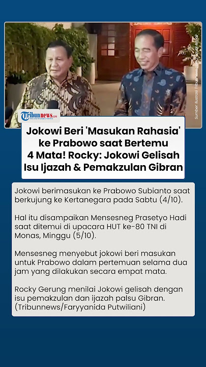 Jokowi Beri Masukan Rahasia ke Prabowo di Kertanegara, Rocky Gerung: Gelisah Isu Ijazah Palsu Gibran