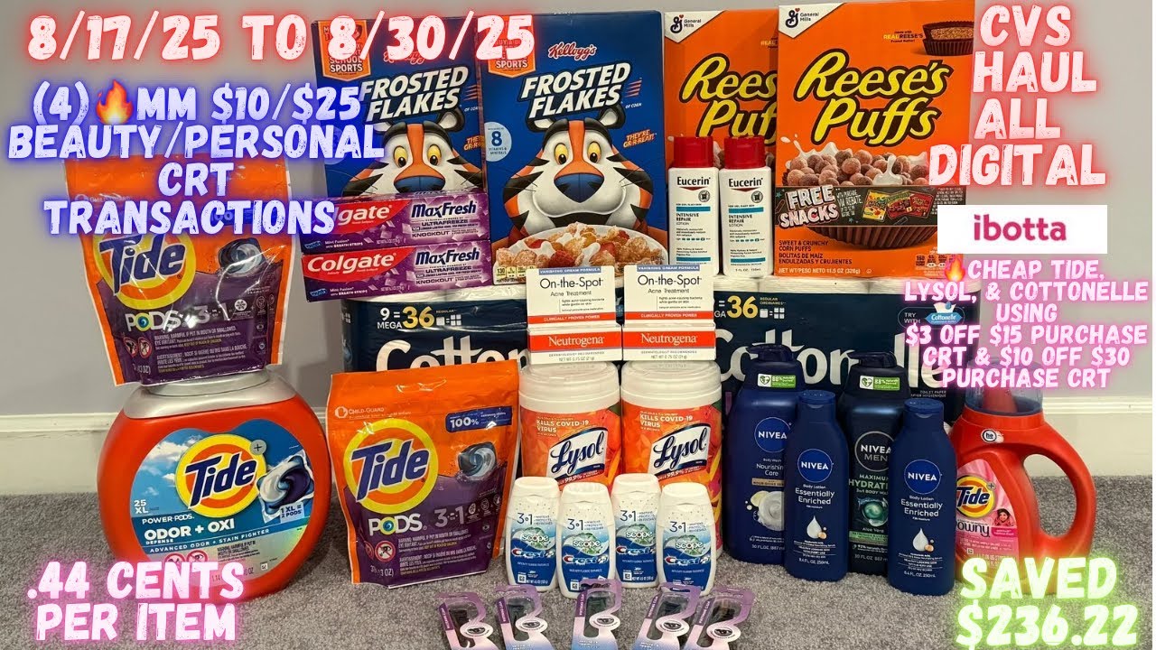 CVS haul 8/17~8/30/25 | 🔥MM $10/$25 scenarios | Cheap laundry w/$10 off $30 CRT | 