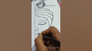 How to draw Krishna Half face, easy drawing for kids/ Krishna drawing easy.