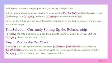 Solving the One To Many Relationship Error in Hibernate and JPA