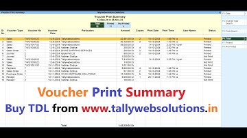 (Buy TDL Source Code Only Rs.450) Voucher Print Summary with Status Dashboard in Tally Prime