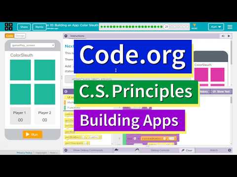 Building an App: Color Sleuth Lesson 10.21 Tutorial with Answers Code.org CS Principles