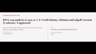 RNA-seq analysis is easy as 1-2-3 with limma, Glimma and edgeR [version 3; referees: ... | RTCL.TV