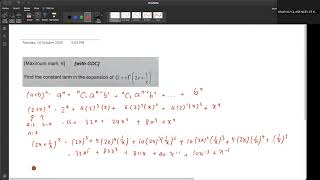 IB DP Math HL/SL: Binomial expansion question discussion
