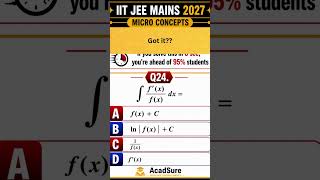 integration of f' (x) / f(x) is ? IIT JEE Mains Micro Concepts #jee2027