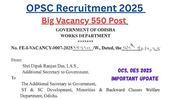 OPSC Recruitment 550 Post//OCS Recruitment 2025//OES Recruitment 2025//OAS job//OPS JOB 2025