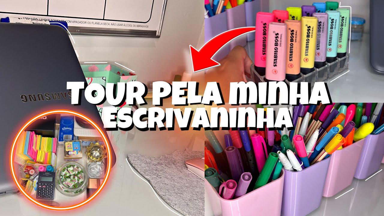 TOUR PELA MINHA ESCRIVANINHA🤍🖇️ | materiais & organização