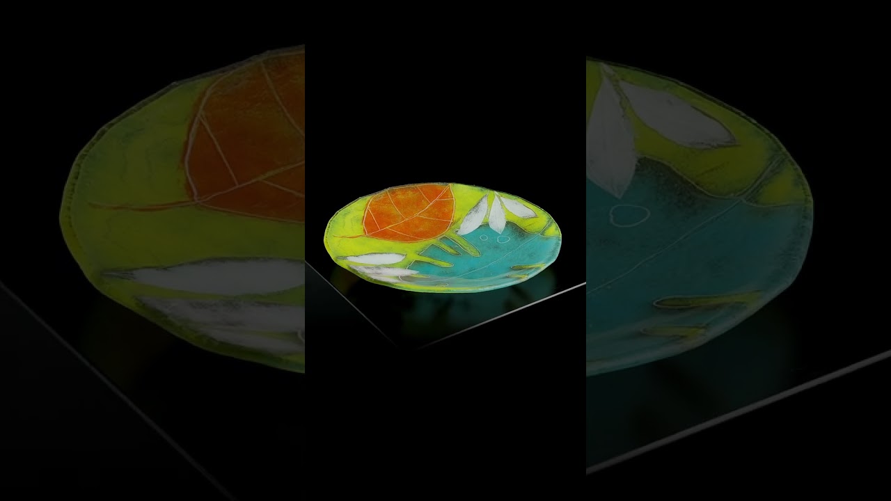 Schaal rond (groen, met bladeren) - Monika Rubaniuk | Galerie Sous-Terre | Kunst | Sculptuur | Glas