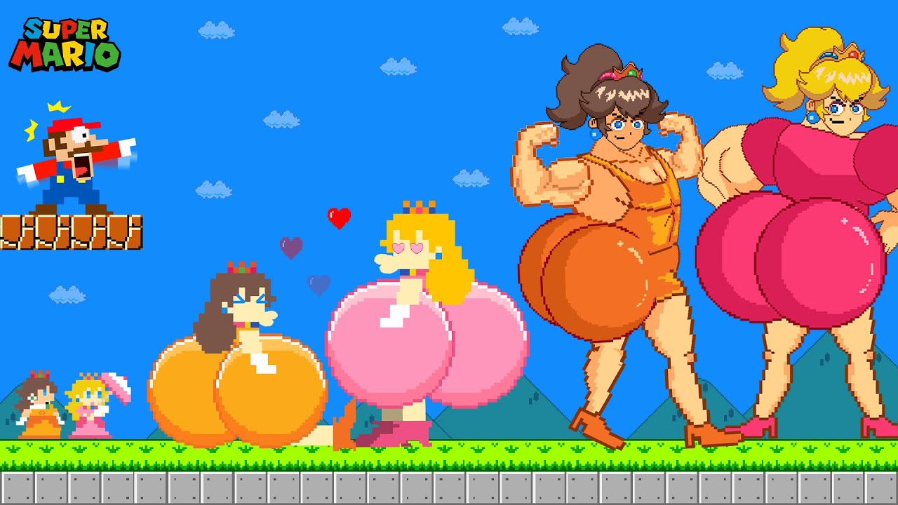 Mario vs EVOLUTION of Peach and Daisy Giant Muscle Butt WITH LOVE SUS MOD! New version
