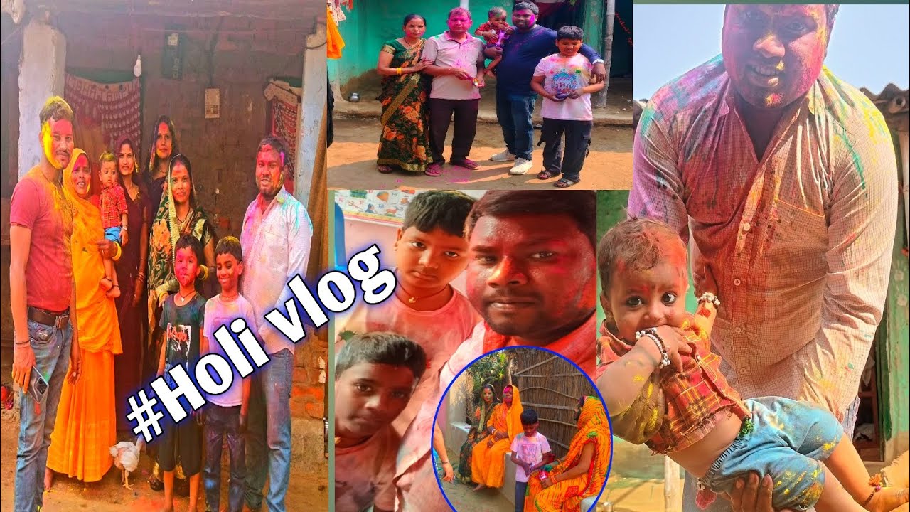 HOLI family vlog !! My village Holi 🥳 !! Gaon ka holi !! Saroj vlogs 