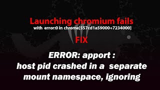 UBUNTU FIX: ERROR: apport :host pid crashed in a separate mount namespace, ignoring