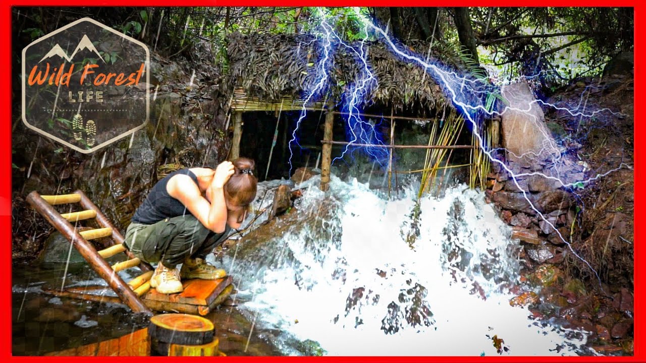 Bad Day, Bushcraft Camp Was Destroyed By The Storm - Build a Shelter to ...