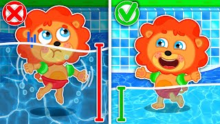 Lion Family USA | Play Safe! Safety Rules in the Swimming Pool | Family Kids Cartoons