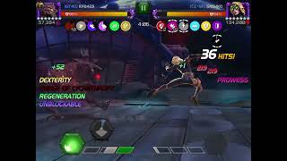 Werewolf by Night vs Yelena Belova Node 43 Hazard Shift Incinerate/Shock/Aggression Prowess AW Mcoc 