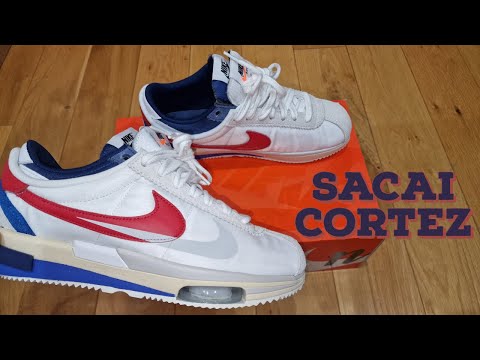CHECK THESE OUT! Sacai x Nike Cortez White University Red On Feet
