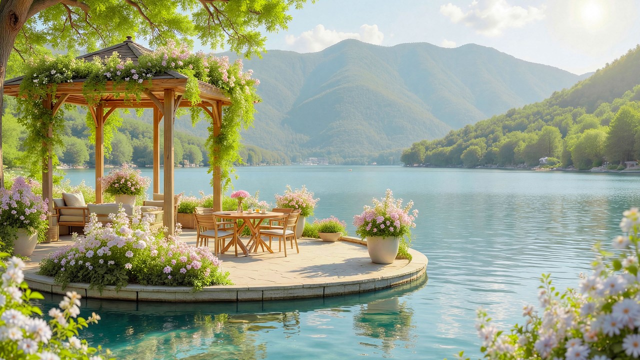 Прекрасный весенний уголок у озера 🌿 Умиротворяющая атмосфера природы под нежную фортепианную музык