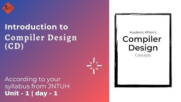 Introduction to Compiler Design | CD | Unit 1 | day 1