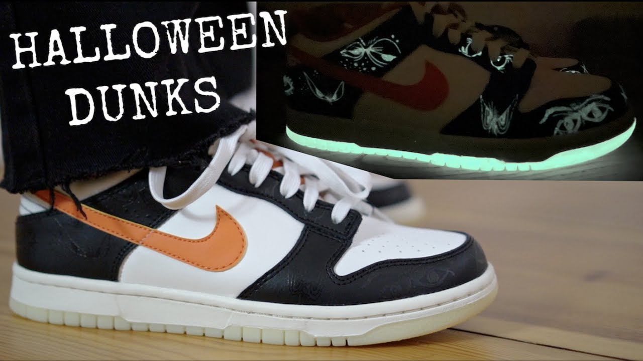 Compatible con Pornografía claro NIKE DUNK LOW PRM HALLOWEEN REVIEW & ON FEET....ARE THESE GLOW IN THE DARK  DUNKS WORTH IT? - YouTube