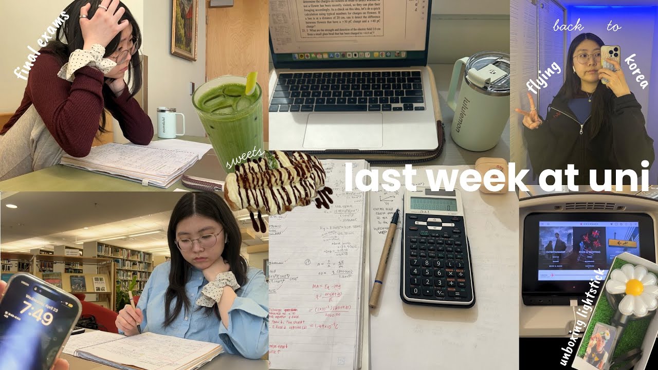 last uni week .☘︎ ݁˖ | final exam week, library studying, living alone cooking, flying back to korea