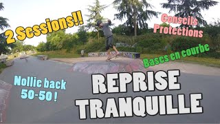 REPRENDRE LE SKATEBOARD après une pause - conseils protections. J'apprends le nollie back 50-50! 