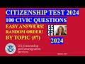 Random US Citizenship Questions by Topic - 2024 (Slow Easy Answer)