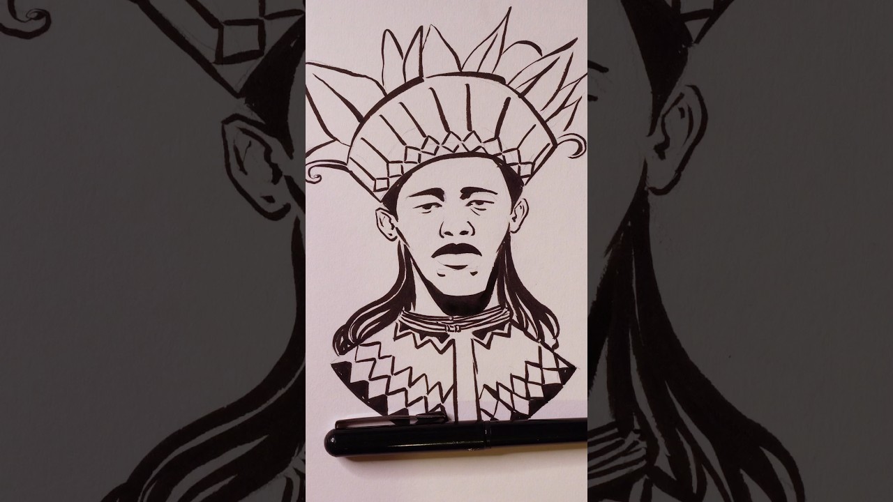 Flower crown ink sketch 38 