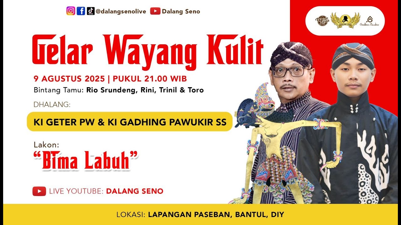 #LiveStreaming Wayangkulit Ki Geter Pramuji Widodo & Ki Gadhing Pawukir Seno Saputro - BIMA LABUH