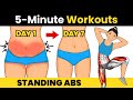 5 min standing abs workout  no jumping  lose upper belly and lower belly fat in 1 week