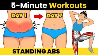 5 Min STANDING ABS Workout 🔥 No Jumping 🔥 Lose UPPER BELLY and LOWER BELLY Fat in 1 Week