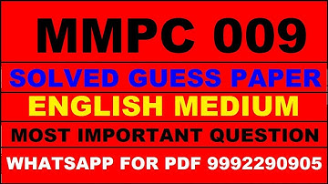 mmpc 9 important questions | mmpc 9 previous year question paper | mmpc 9 study material
