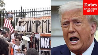 JUST IN: Demonstrators Gather Outside The White House To Protest The Trump Administration
