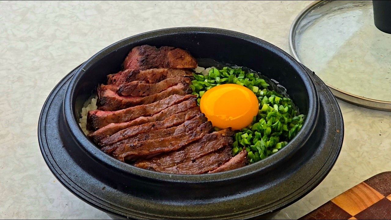 첫번째 이야기. 살치스테이크 솥밥 / Chuck flap tail steak & pot rice/ Today’s meal, at ...