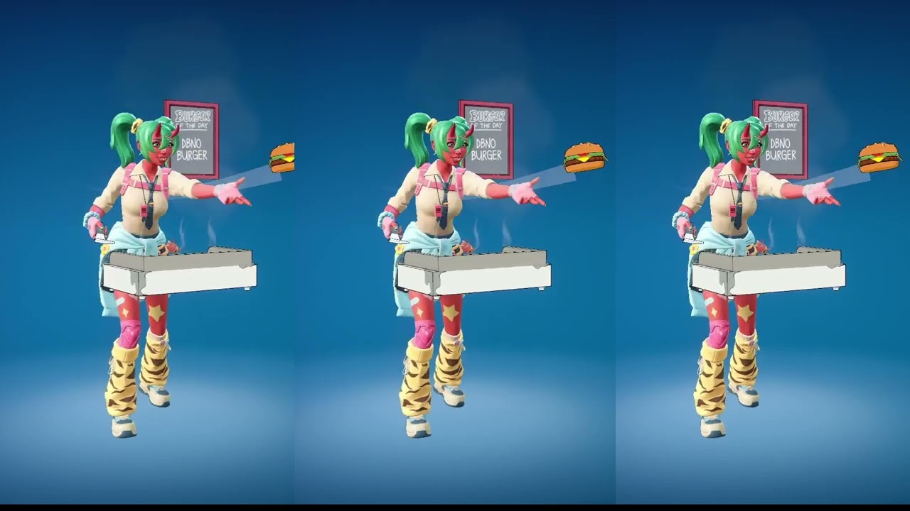 Burger of the Day emote with Nemia