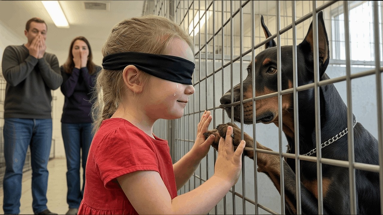 Ein blindes Mädchen adoptierte diesen Dobermann… 3 Sekunden später rettete er ihr das Leben