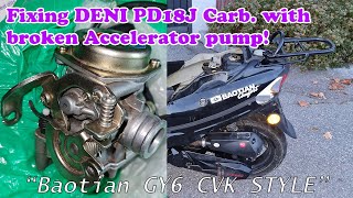 Baotian Comfort carburetor PD18J with non functioning accelerator pump and fixing it