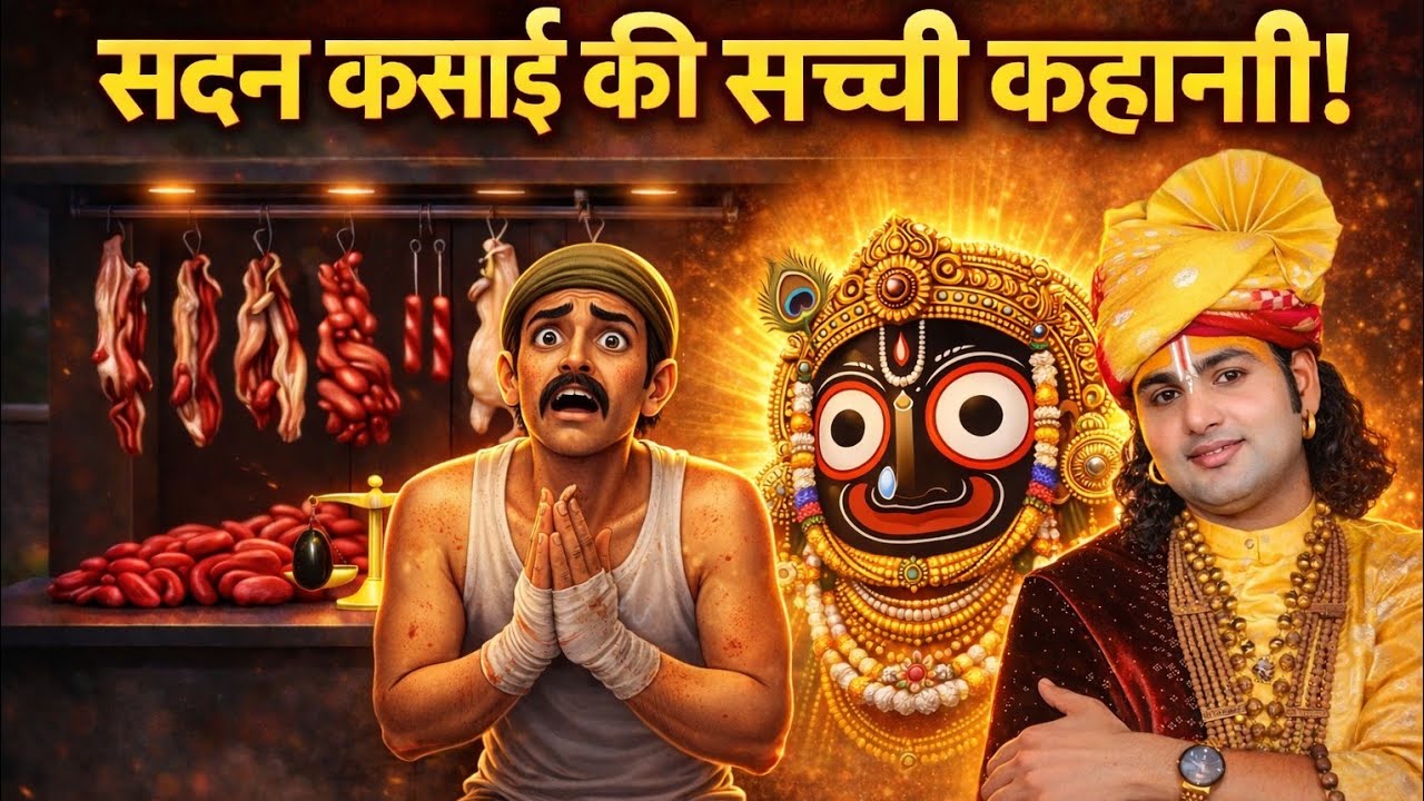सदन कसाई की सच्ची कहानी | पिछले जन्म का पाप और भगवान जगन्नाथ का न्याय 😱#aniruddhacharyaji #story 