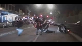 Stolen car crashes and rolls during pursuit - Granville NSW