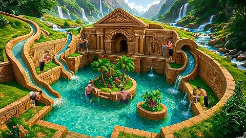 200 Days Building an Ancient Waterfall Palace with Underground Swimming Pool Using Primitive Tools