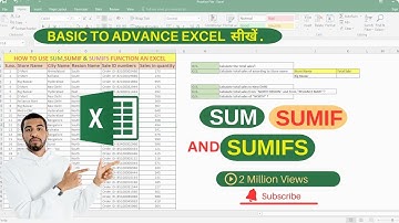 Learn SUM, SUMIF & SUMIFS in Excel in Quick & Easy Tutorial with  Examples Basic To Advance Excel