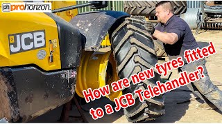 How are new tyres fitted to a JCB Telehandler
