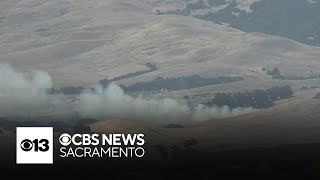 Highway 12 remains closed near Cordelia as crews battle grass fire