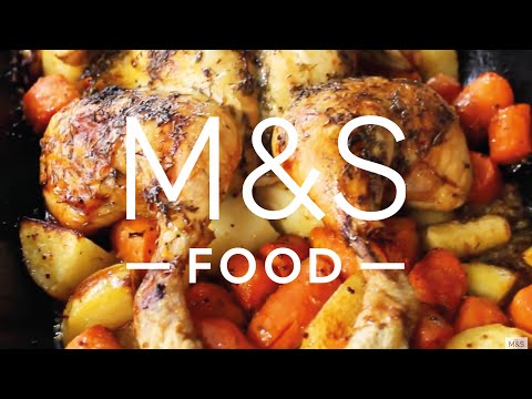 Chris' delicious lemony herb chicken with honey and mustard root veg  | M&S FOOD
